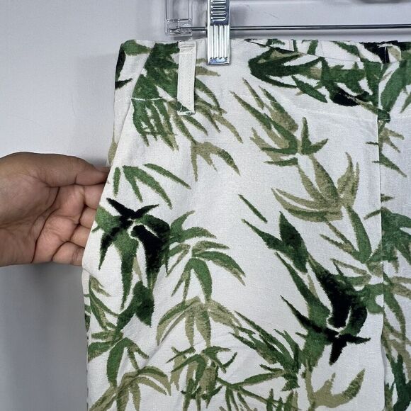 J Jill Linen Blend Cropped Wide Leg Pants S Bamboo Leaves Cream Green - Picture 4 of 15